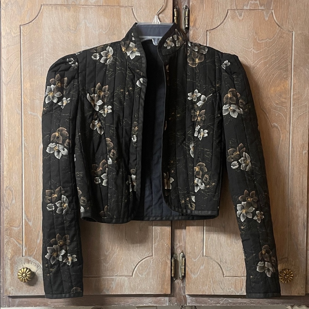 Floral Black Quilted Women's Jacket